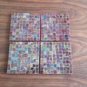2/$30 Festive Iridescent Mosaic Tile Coasters x4